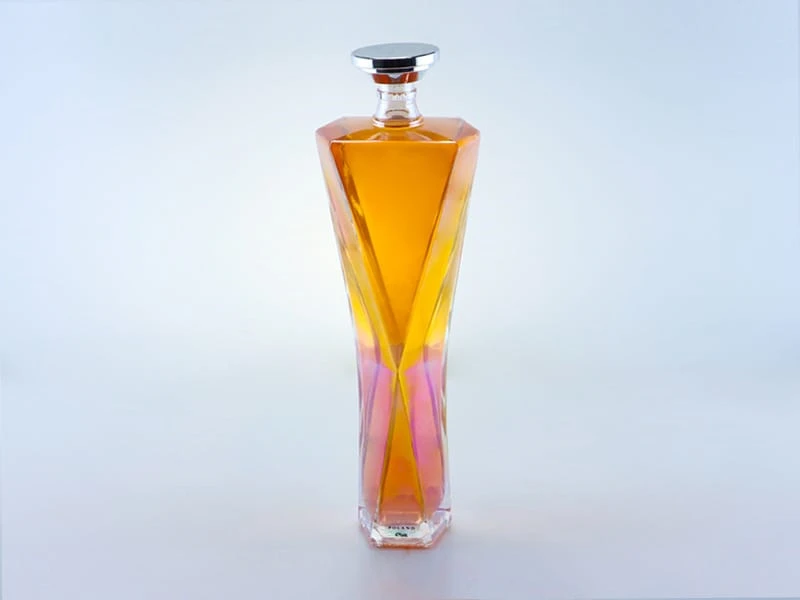 Glass bottle with gem section