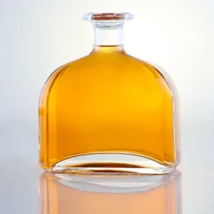 085-500ml unique design wide neck finished brandy glass bottle with cork
