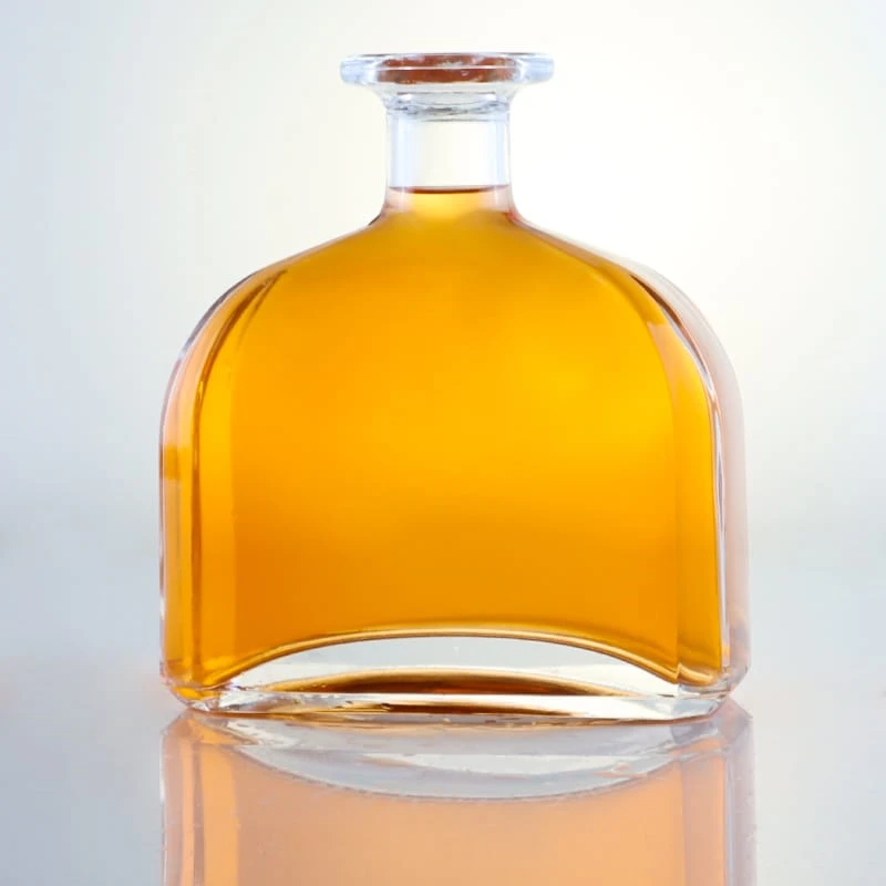 085-500ml unique design wide neck finished brandy glass bottle with cork