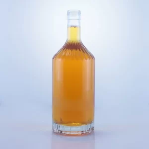 113-750ml embossed unique neck brandy glass bottle with screw cap