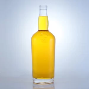159-Customized embossed logo 700ml glass whiskey bottle