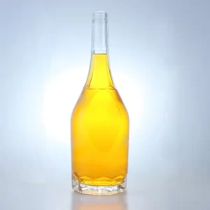 181-Long neck empty glass bottle with a unique bottom