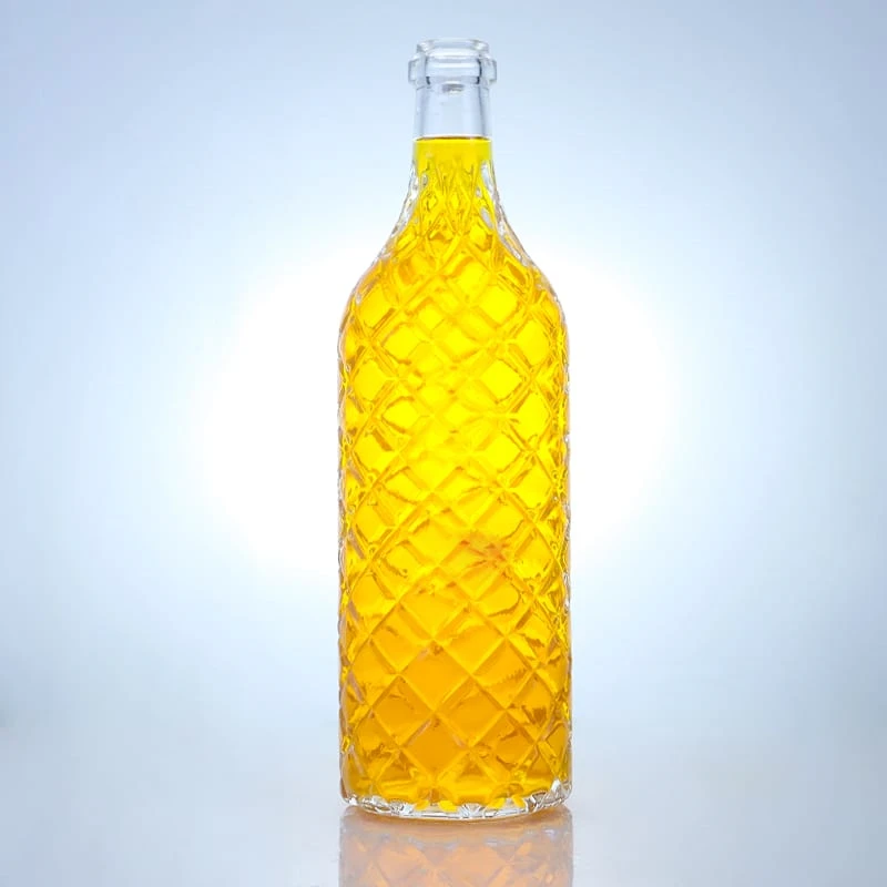 216-700ml ribbed whiskey glass bottles with lids