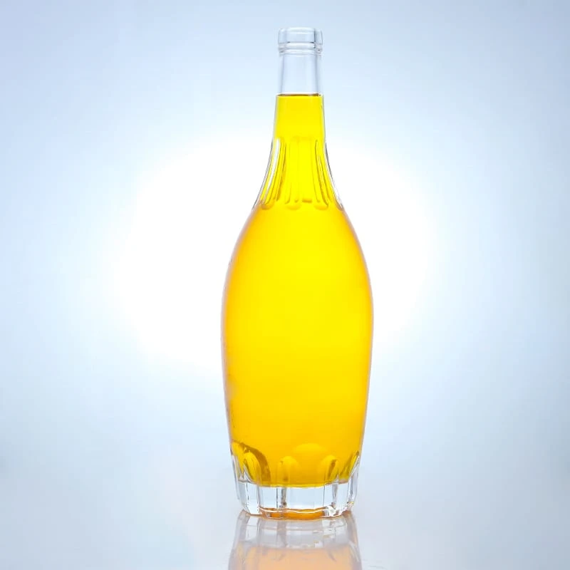 222-Ribbed and tapered glass bottle for spirits