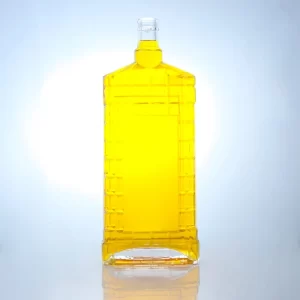 224-1L 1.75L ribbed empty glass bottle with clear window