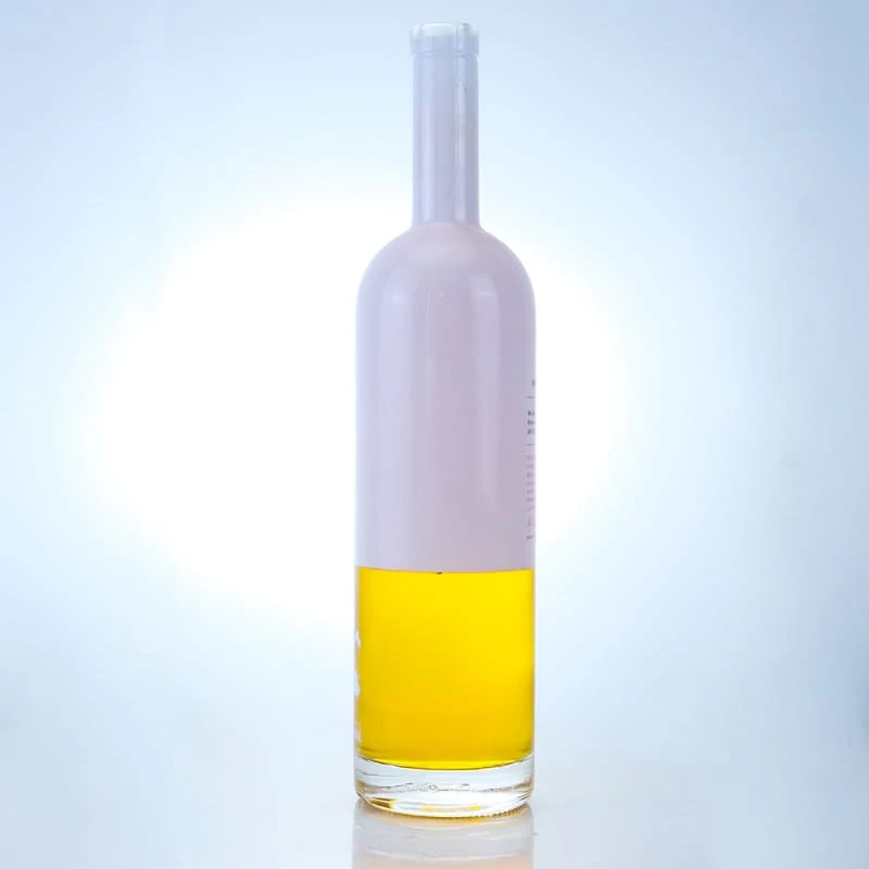 292-painting white color transparent bottom liquor bottle with cork