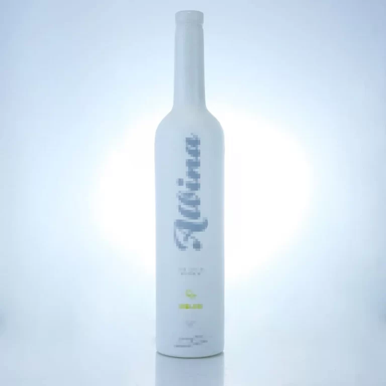 white spray ice wine shape glass bottle with screen printing