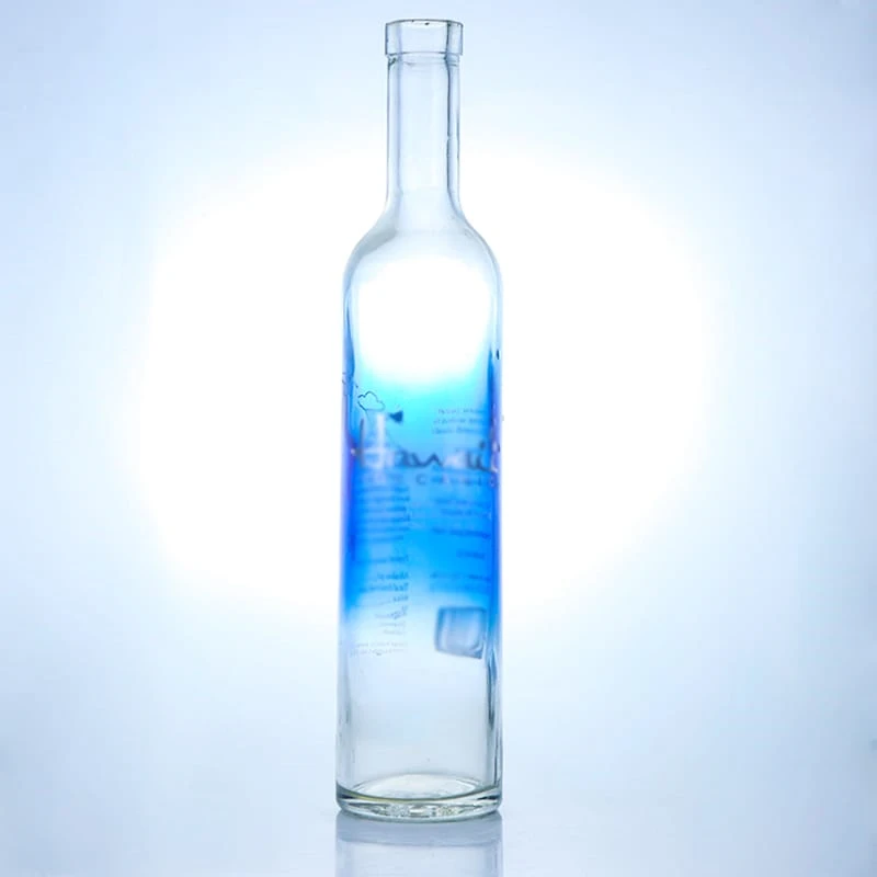 super flint light bottle blue screen printing logo vodka bottle