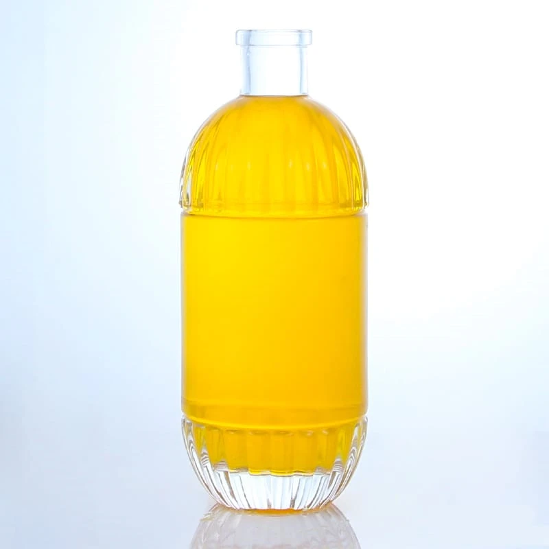 345-Extra flint 375ml ribbed glass bottle for whiskey