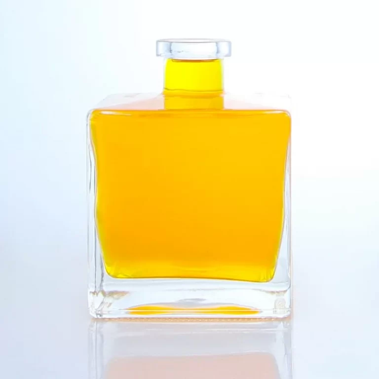 manufacturer square shape top grade super flint glass 375ml liquor bottle