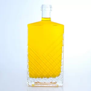 new design engraving line square bottom liquor bottle 375ml