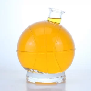 398- 750ml Odd-shaped spherical clear glass bottle with cork