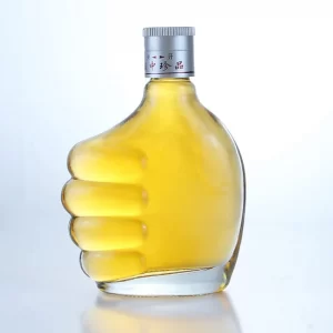 430-Fist Shaped clear Glass spirits bottle with ropp cap