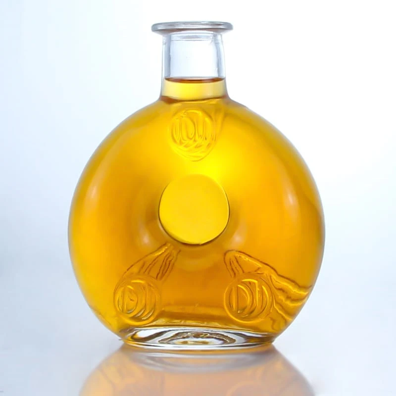 454-750ml embossed custom logo brandy bottle with cork