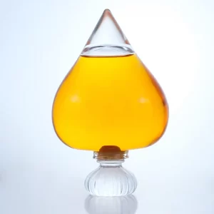 458-375ml clear peach heart shape liquor bottle with glass cap