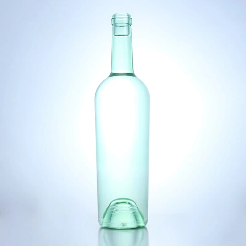light green wine bottle with engraving raised bottom 750ml