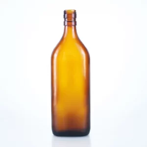 501-500ml wholesale flat shape amber empty glass bottle with lid