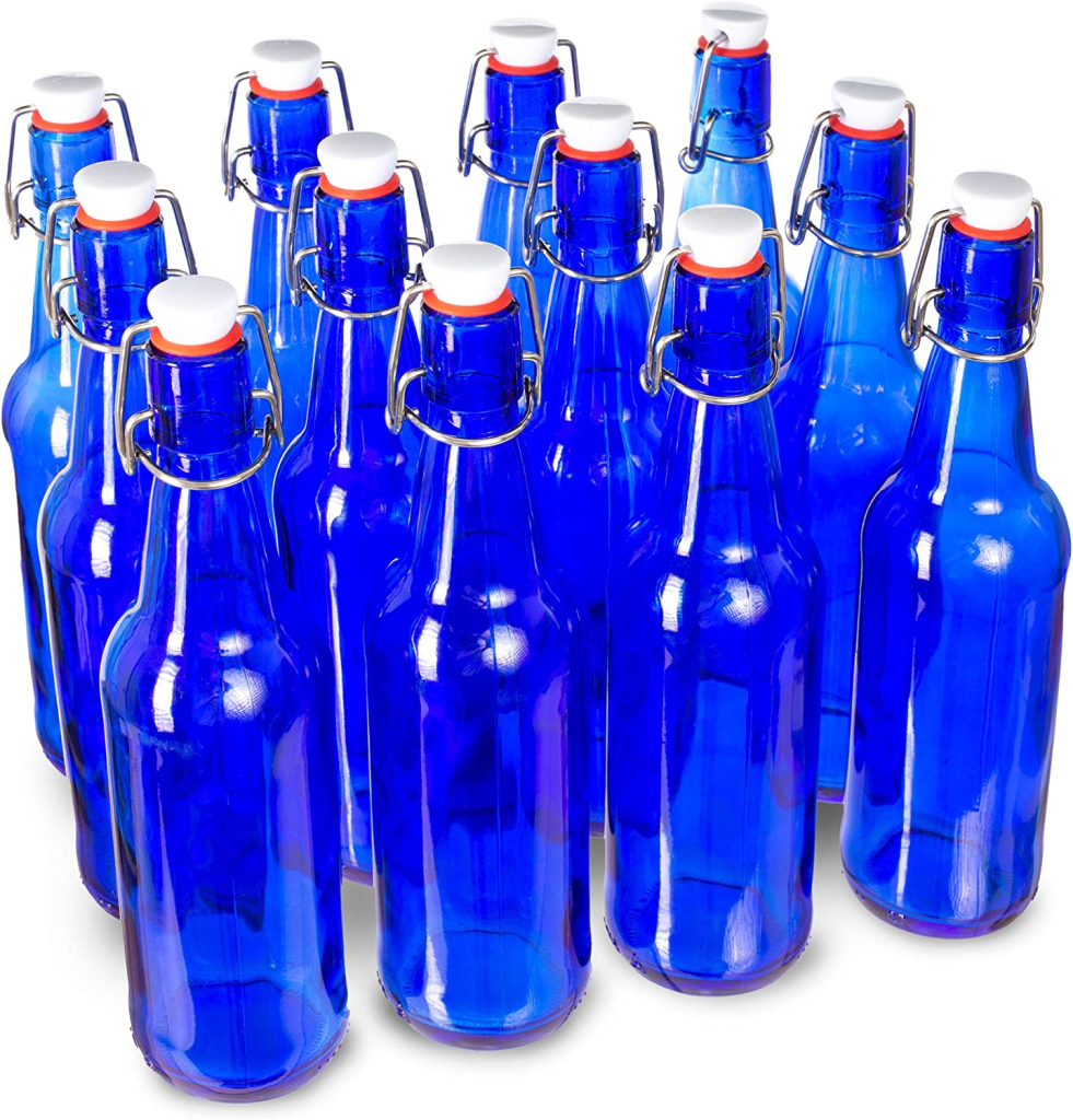 The usage of the blue glass bottle