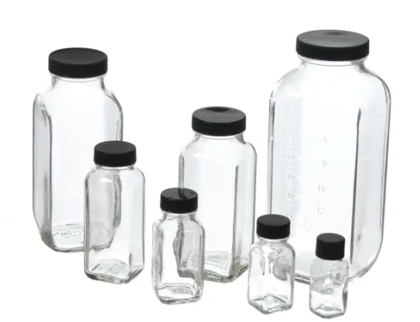 Botellas cuadradas francesas de vidrio transparente de 8 oz